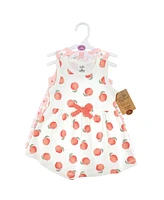 Touched by Nature Toddler Girls Baby Organic Cotton Sleeveless Dresses, Peach