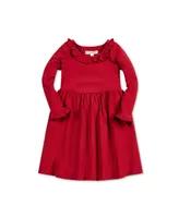 Hope & Henry Big Girls Long Sleeve Ruffle Trim Knit Dress