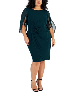 Connected Plus Chiffon-Sleeve Sheath Dress