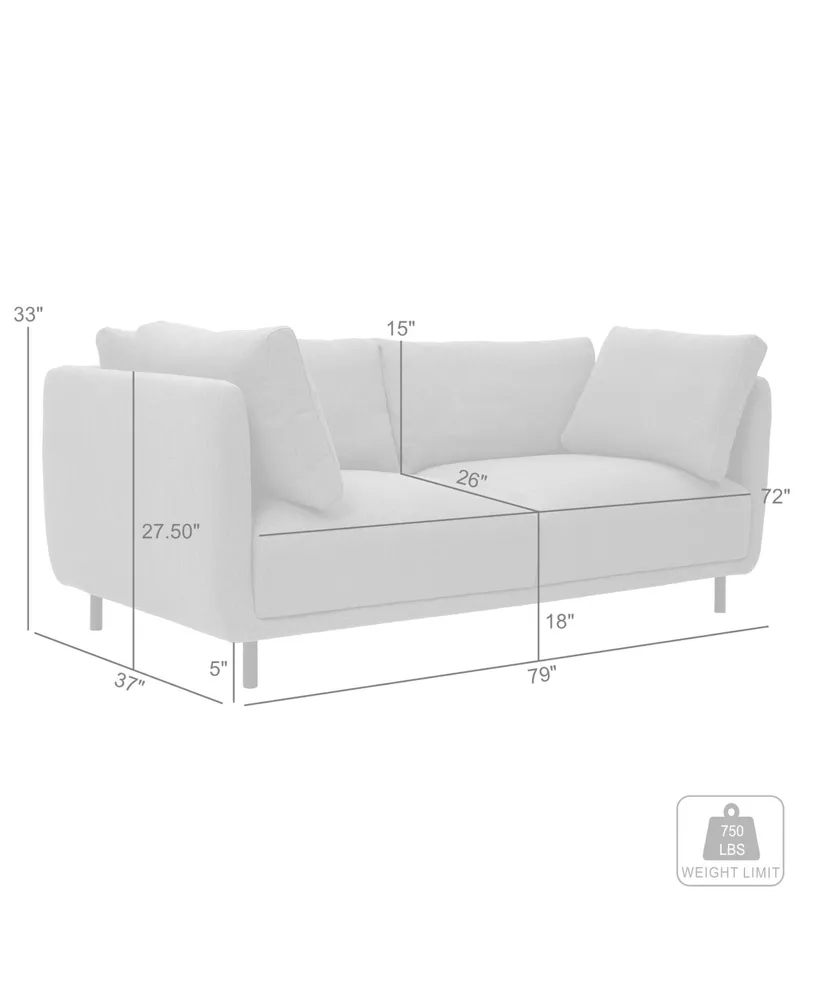 Armen Living Serenity 79" Polyester with Metal Legs Sofa