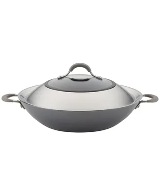 Circulon Elementum Hard-Anodized Aluminum Nonstick 14" Wok with Side Handles and Lid