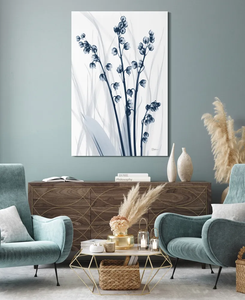 Empire Art Direct "Radiant Blues 1" Frameless Free Floating Tempered Glass Panel Graphic Wall Art, 48" x 32" x 0.2"