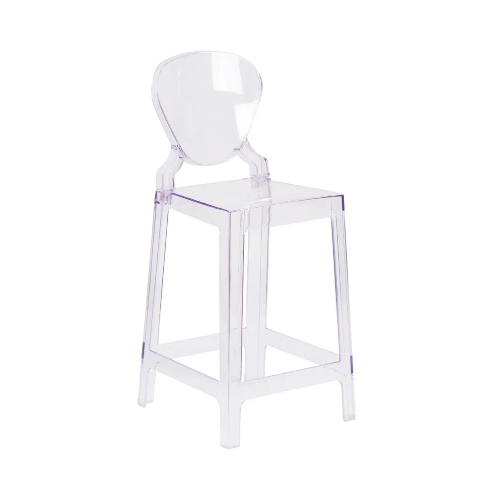 Emma+Oliver Ghost Counter Stool In Transparent Crystal With Tear Back