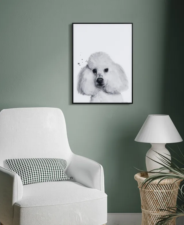 Empire Art Direct Poodle Pet Paintings on Printed Glass Encased with A  Black Anodized Frame, 24 x 18 x 1