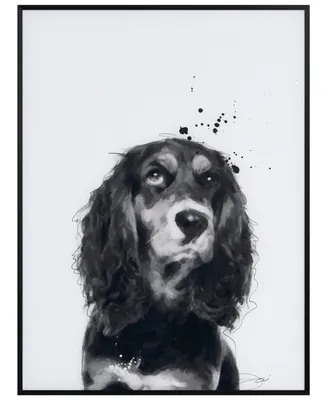 Empire Art Direct "Cocker Spaniel" Pet Paintings on Printed Glass Encased with A Black Anodized Frame, 24" x 18" x 1"