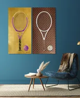 Empire Art Direct "Designer Racquet" Frameless Free Floating Tempered Glass Panel Graphic Wall Art Set Of 2, 48" x 24" x 0.2" Each - Multi