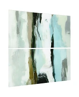 Empire Art Direct "Textured Ocean Tide Ii Ab" Frameless Free Floating Tempered Glass Panel Graphic Wall Art Set of 2, 72" x 36" x 0.2" Each
