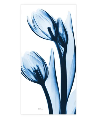 Empire Art Direct "Two Blue TuLIps" Frameless Free Floating Tempered Glass Panel Graphic Wall Art, 48" x 24" x 0.2"