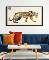 Empire Art Direct "The Jaguar" Dimensional Collage Framed Graphic Art Under Glass Wall Art, 25" x 48" x 1.4" - Multi