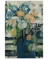 Empire Art Direct "Modern Floral Stripe" Fine Giclee Printed Directly on Hand Finished Ash Wood Wall Art, 36" x 24" x 1.5" - Multi