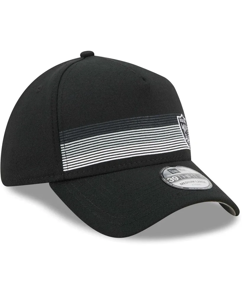 Men's New Era Black Las Vegas Raiders Flawless Stripe 39THIRTY Flex Hat