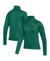 Women's adidas Green Miami Hurricanes 2023 Sideline Aeroready Raglan Half-Zip Top