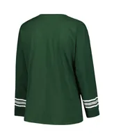 Women's Profile Green Michigan State Spartans Plus Triple Script Crew Neck Long Sleeve T-shirt