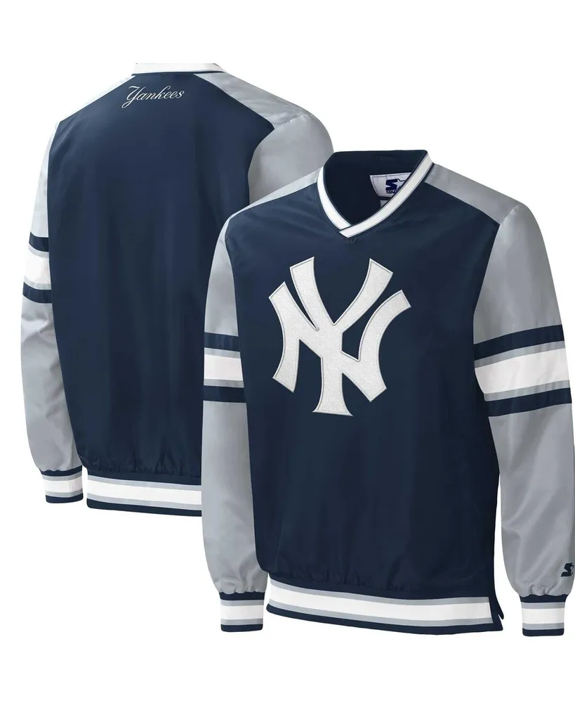 Men's Starter Navy New York Yankees Yardline V-Neck Pullover Windbreaker