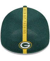 Men's New Era Green Green Bay Packers Stripe 39THIRTY Flex Hat