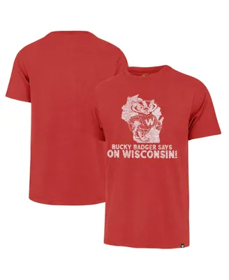 Men's '47 Brand Red Distressed Wisconsin Badgers Article Franklin T-shirt