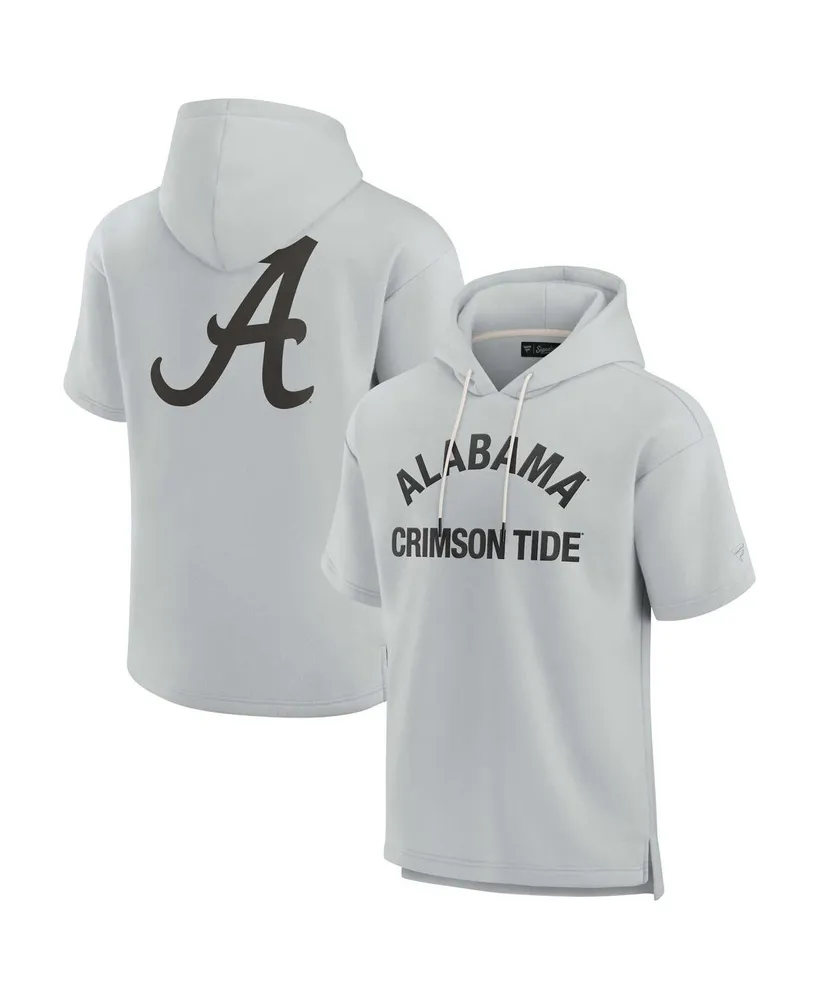 Men's and Women's Fanatics Signature Gray Alabama Crimson Tide Super Soft Fleece Short Sleeve Pullover Hoodie