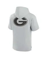 Men's and Women's Fanatics Signature Gray Georgia Bulldogs Super Soft Fleece Short Sleeve Pullover Hoodie