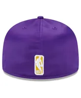 Men's New Era White Los Angeles Lakers Throwback Satin 59FIFTY Fitted Hat