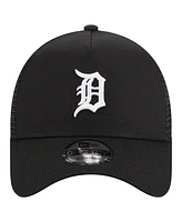 Men's New Era Black Detroit Tigers A-Frame 9FORTY Trucker Adjustable Hat