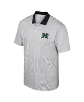 Men's Colosseum White Hawaii Athletics Print Stripe Polo Shirt