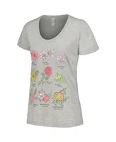 Women's Mad Engine Heather Gray Disney Princess Flowers Scoop Neck T-shirt