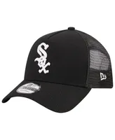 Men's New Era Black Chicago White Sox A-Frame 9FORTY Trucker Adjustable Hat