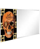 Empire Art Direct "Designer Skull" Rectangular Beveled Mirror on Free Floating Printed Tempered Art Glass, 24" x 48" x 0.4" - Multi