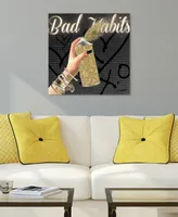 Empire Art Direct "Bad Habits" Frameless Free Floating Tempered Glass Panel Graphic Wall Art, 24" x 24" x 0.2"