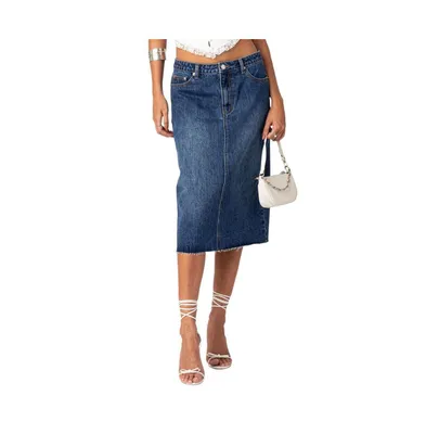 Women's Mirah denim midi skirt - Dark-blue