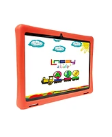 Linsay New 10.1" Funny Kids Tablet Octa Core 128GB with Red Kids Defender Case and Micro Sd Card 128GB Newest Android 13