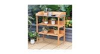 Garden Wooden Potting Bench Work Station with Hook