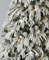 Seasonal Frosted Acadia 6.5' Pre-Lit Flocked Pe Mixed Pvc Full Tree with Metal Stand, 2409 Tips, 300 Changing Led Lights