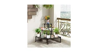 3-Tier Corner Metal Flower Ladder Plant Stand