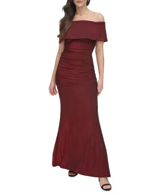 Vince Camuto Women's Off-The-Shoulder Ruched Gown