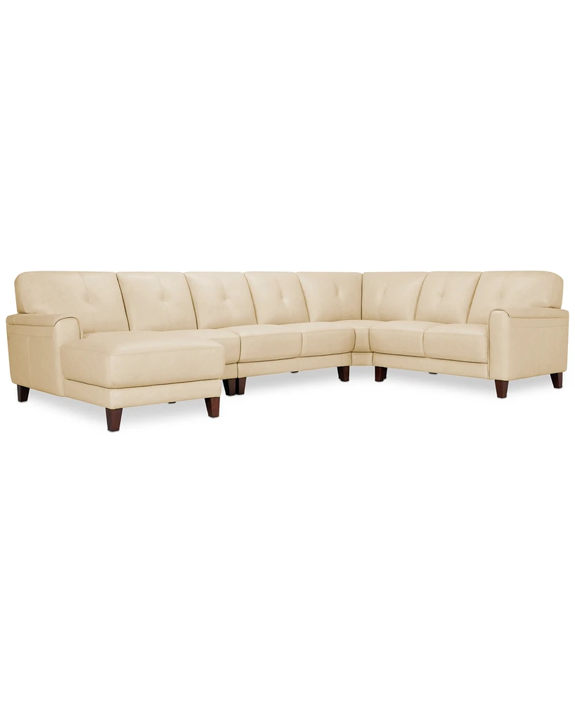 Ashlinn 144" 5-Pc. Pastel Leather Sectional, Created for Macy's
