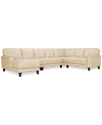 Closeout! Ashlinn 144" 5-Pc. Pastel Leather Sectional, Created for Macy's