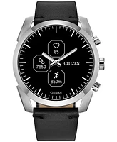 Citizen Men's Cz Smart Hybrid Sport Leather Strap Smart Watch 43mm