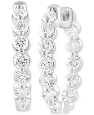 Badgley Mischka Lab Grown Diamond Bezel In & Out Small Hoop Earrings (2 ct. t.w.) in 14k White, Yellow or Rose Gold