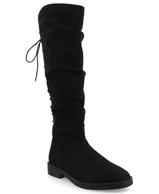 Journee Collection Women's Mirinda Rouched Stretch Knee High Boots