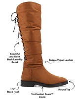 Journee Collection Women's Mirinda Wide Calf Rouched Stretch Knee High Boots