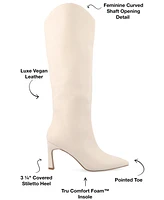 Journee Collection Women's Rehela Pointed Toe Stiletto Knee High Dress Boots
