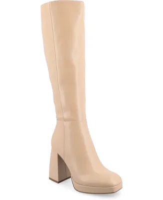 Journee Collection Women's Mylah Platform Block Heel Knee High Boots