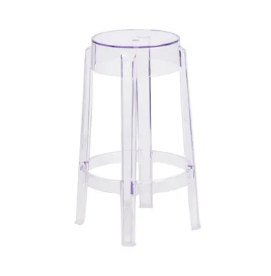 Emma+Oliver 25.75'' High Transparent Counter Height Stool