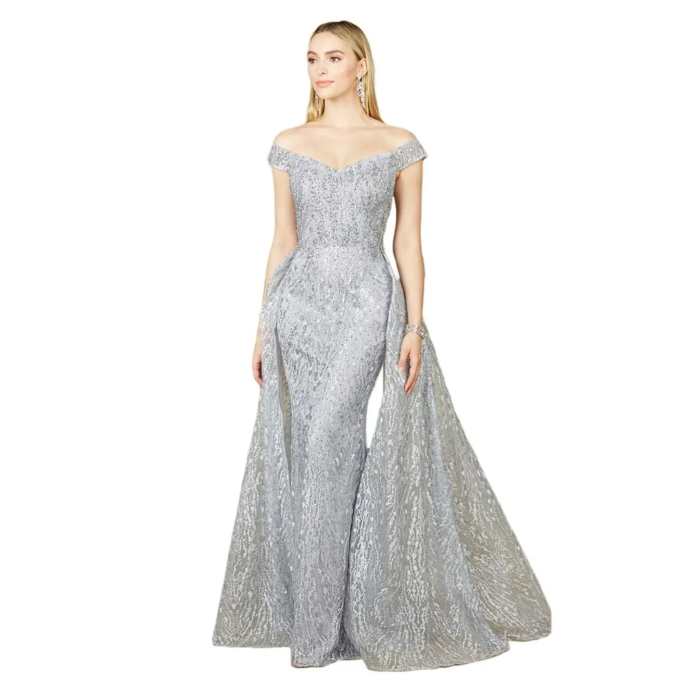 Lara Women's Off Shoulder Overskirt Gown