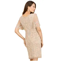 Women's Lara Beaded Short Dress with Cape Sleeves