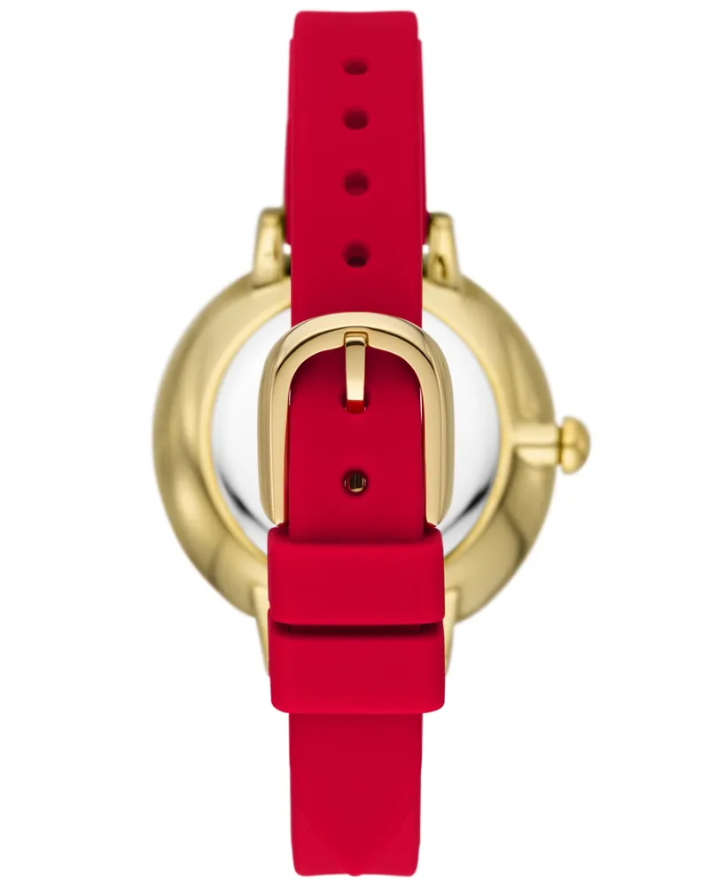 kate spade new york Women's Park Row Three Hand Red Silicone Watch 34mm