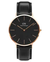 Daniel Wellington Men's Classic Sheffield Black Leather Watch 40mm