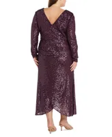 Nightway Plus Sequin Ruched High-Low Dress