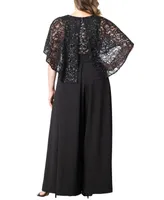 Kiyonna Plus Alluring Sequins Lace Formal Jumpsuit